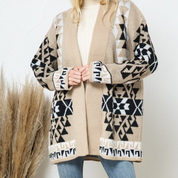 Aztec Print Inspired Boho Sweater Cardigan - Picture 4 of 7